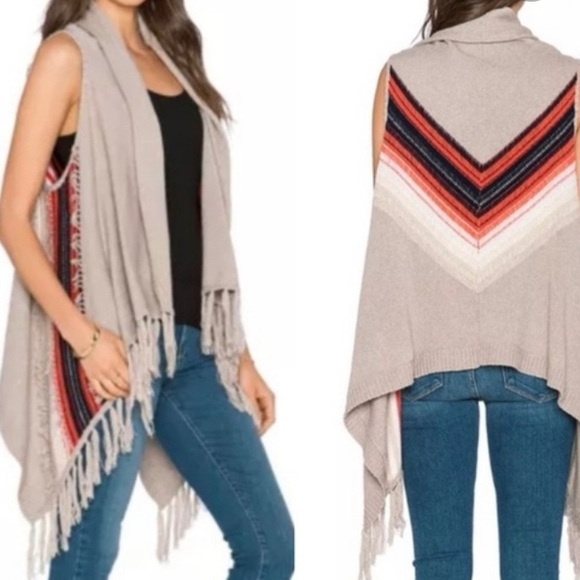 Ella Moss Deva Vest Fringe Tribal Knit Cardigan XS - Picture 1 of 14